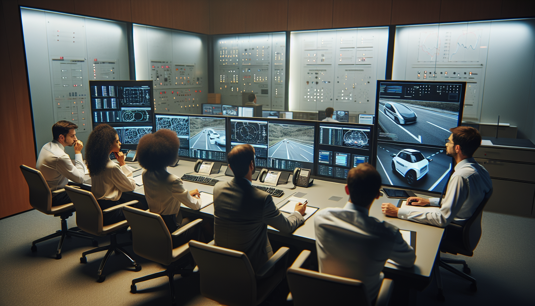 관제센터에서 규칙을 점검하는 장면