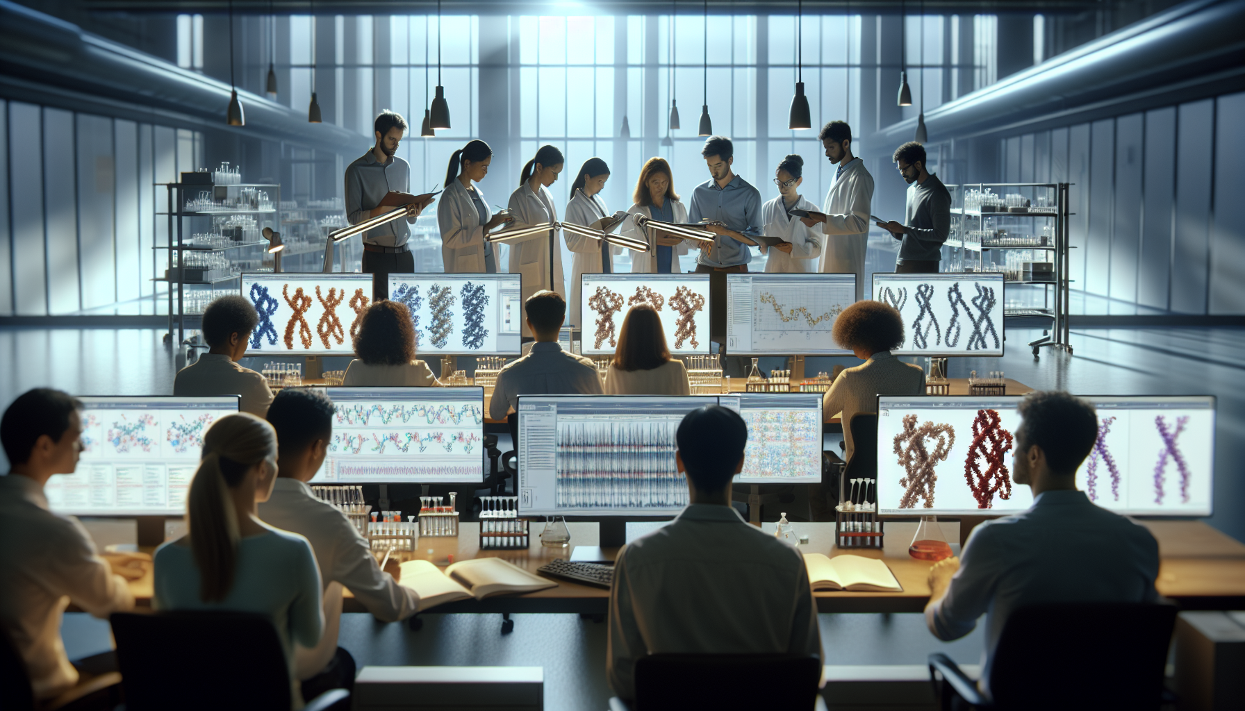 협업으로 단백질을 설계하는 장면