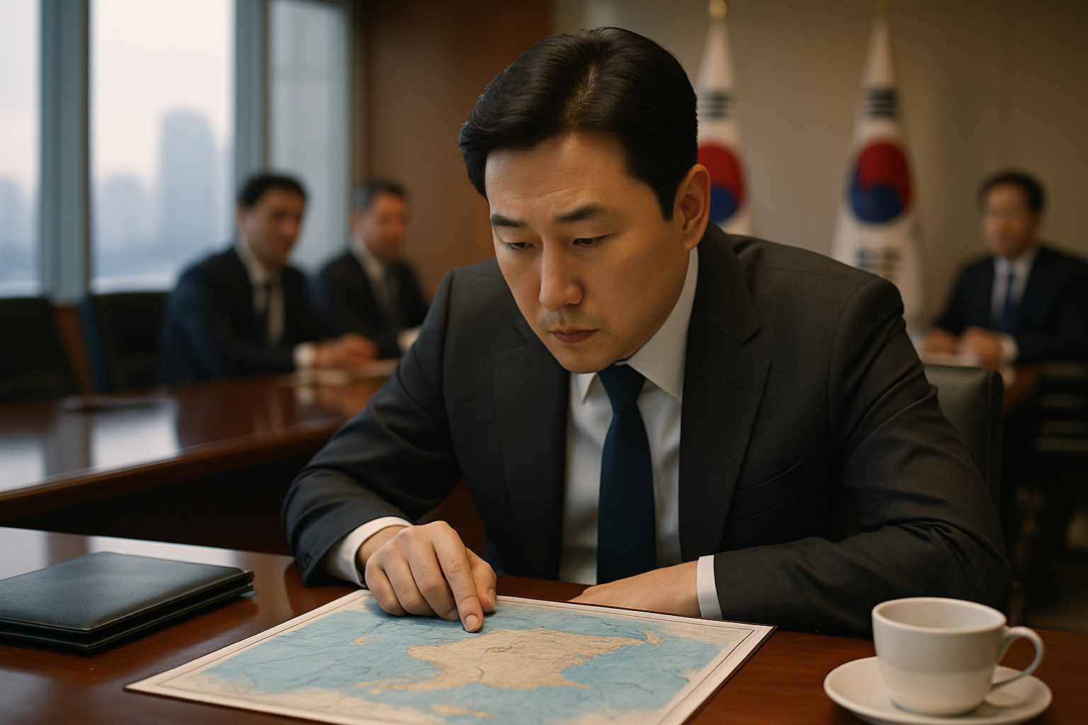 해양 지도를 보는 협상가