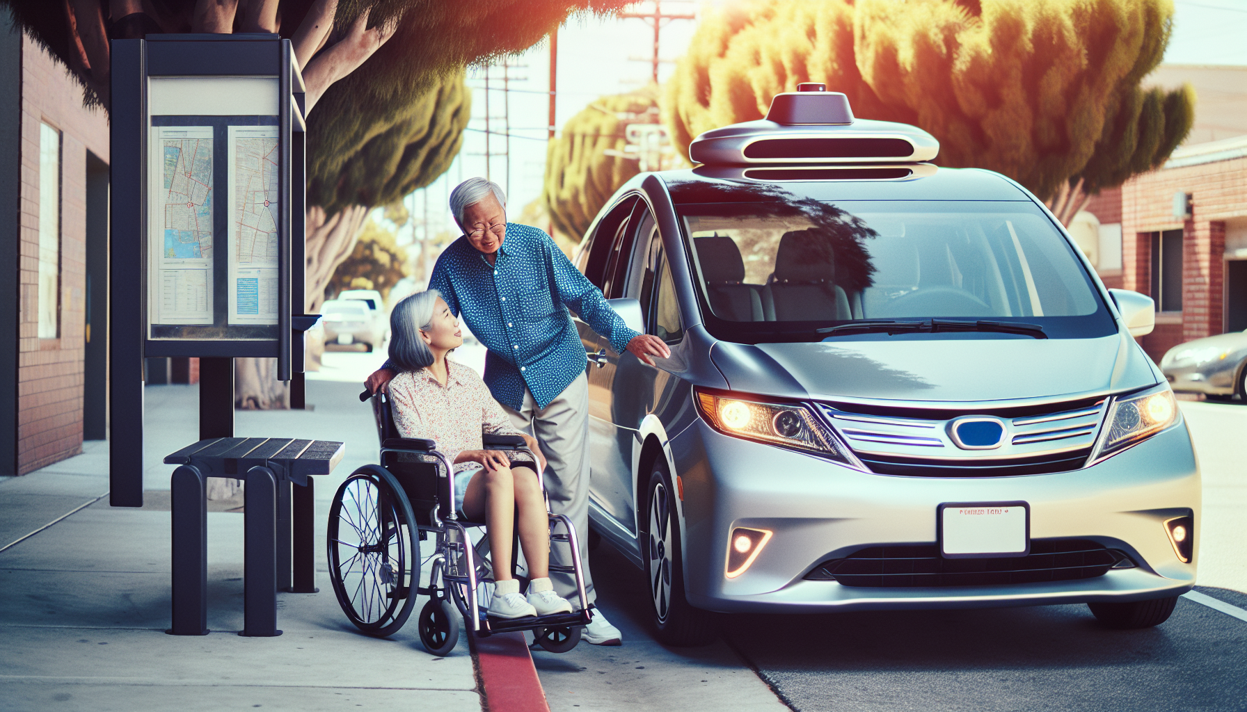교통약자가 자율주행차를 이용하는 모습
